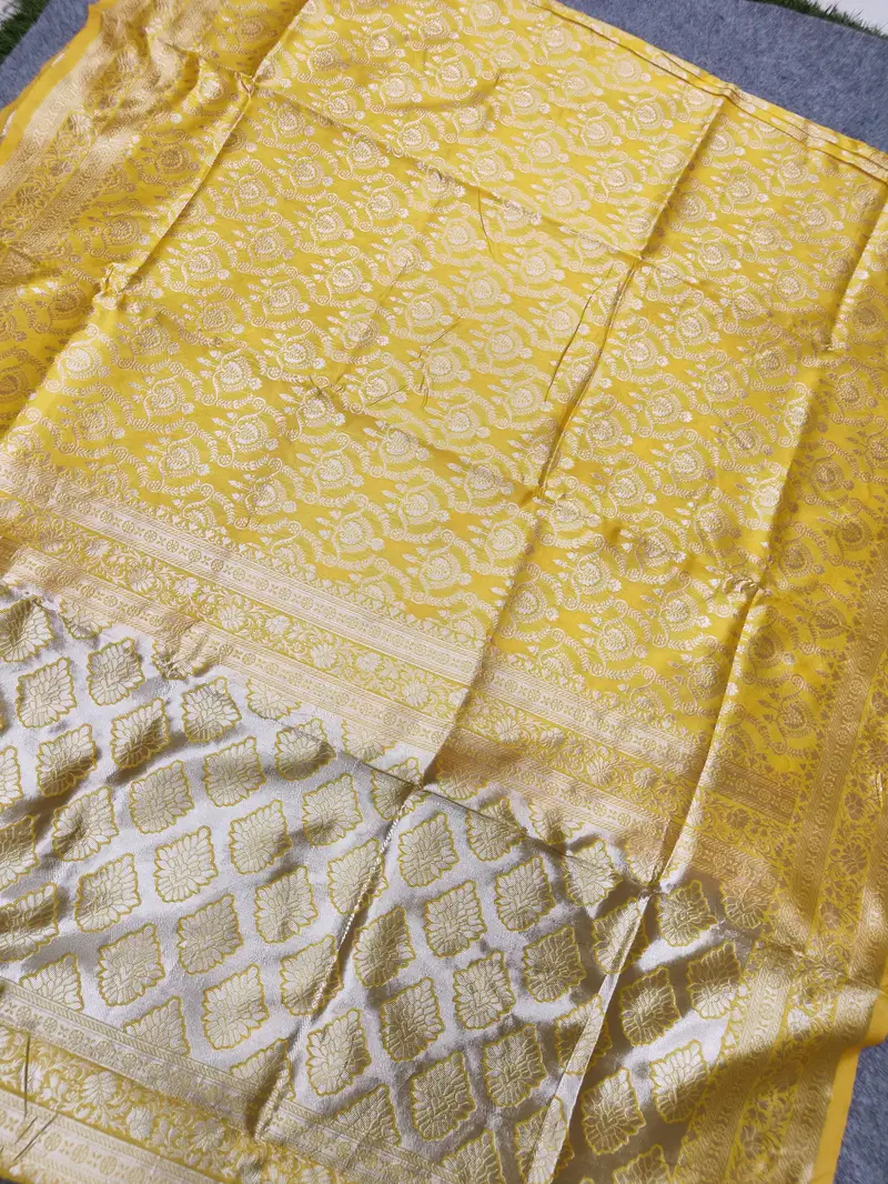 DDF Yellow Zalar Banarasi Soft Silk Designer Sarees Wholesale Shop In Surat